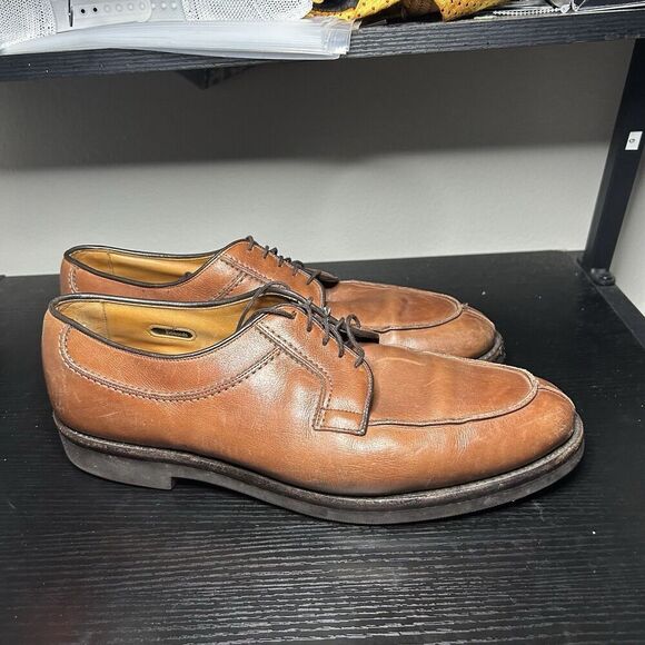 Allen Edmonds Stockbridge Brown Leather Blucher Split Toe Mens Size 11.5 B - Picture 1 of 13